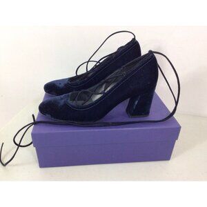 Stuart Weitzman Blue Velvet Heels Lace Up Womens 9